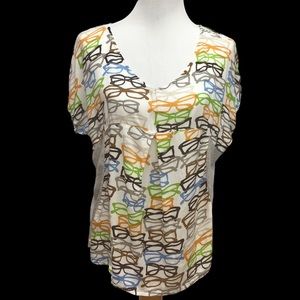 Anthropologie Porridge Eyeglass Print top Misses size M